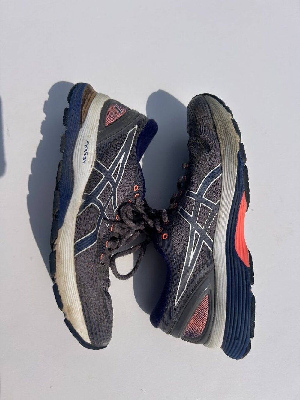 ASICS FlyteFoam Running Shoes Women's Size 9 Gray Navy Coral Athletic Sneakers
